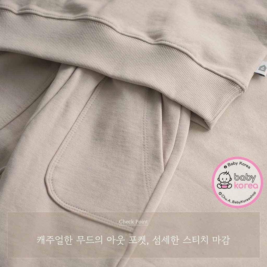 Bộ nỉ áo kèm quần trơn Steady Made in Korea cho bé trai bé gái 10-30kg chính hãng Hàn Quốc thời trang trẻ em BABYKOREA