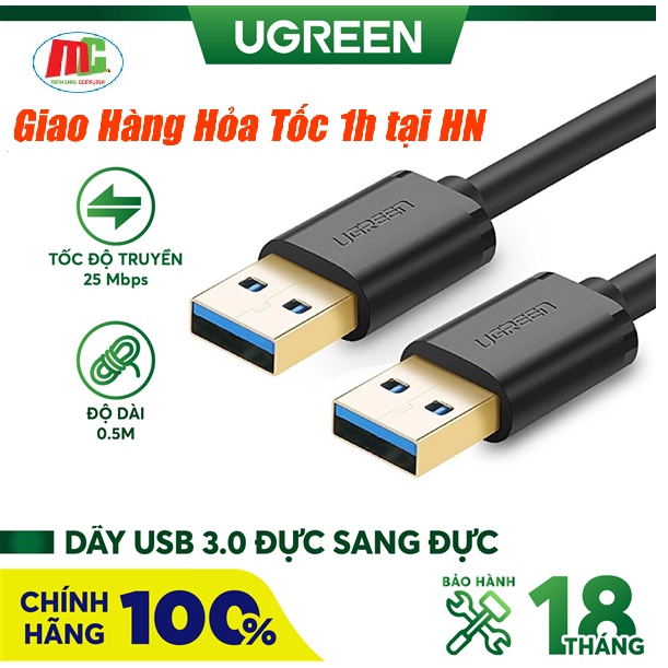 Cáp USB 3.0 sang USB 3.0 (2 Đầu Đực) Dài 0,5m 1m 2m Ugreen 10369 10370 10371 - Hàng Chính Hãng