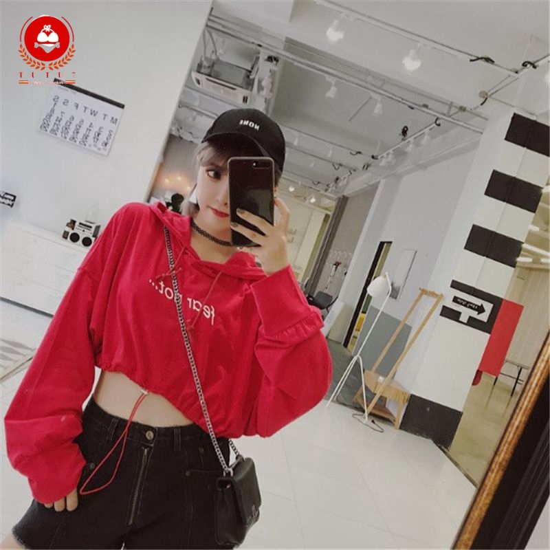 Áo Hoodie Lửng Dài Tay Phong Cách Quyến Rũ Dành Cho Nữ