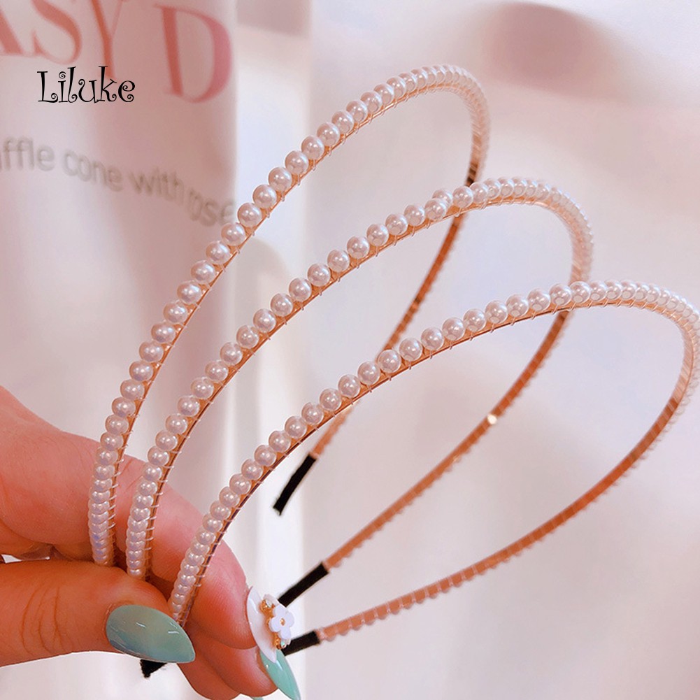 Băng Đô Cài Tóc Đính Hạt Ngọc Trai Giả Thanh Lịch Cho Nữ