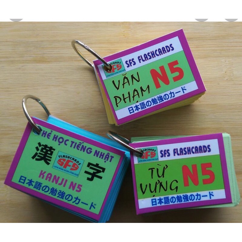 trọn bộ 3 xâu thẻ thẻ flashcards n5 từ vựng kanji ngữ pháp