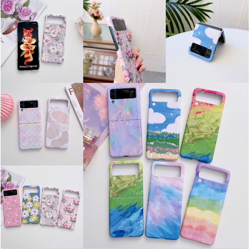 Ốp Điện Thoại PC Cứng Chống Sốc Họa Tiết Tranh Sơn Dầu Phong Cách Retro Cho Samsung z Flip 3 z Flip3