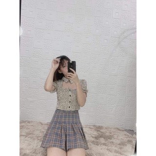 Áo lụa da beo cổ sơ mi khoét ngực