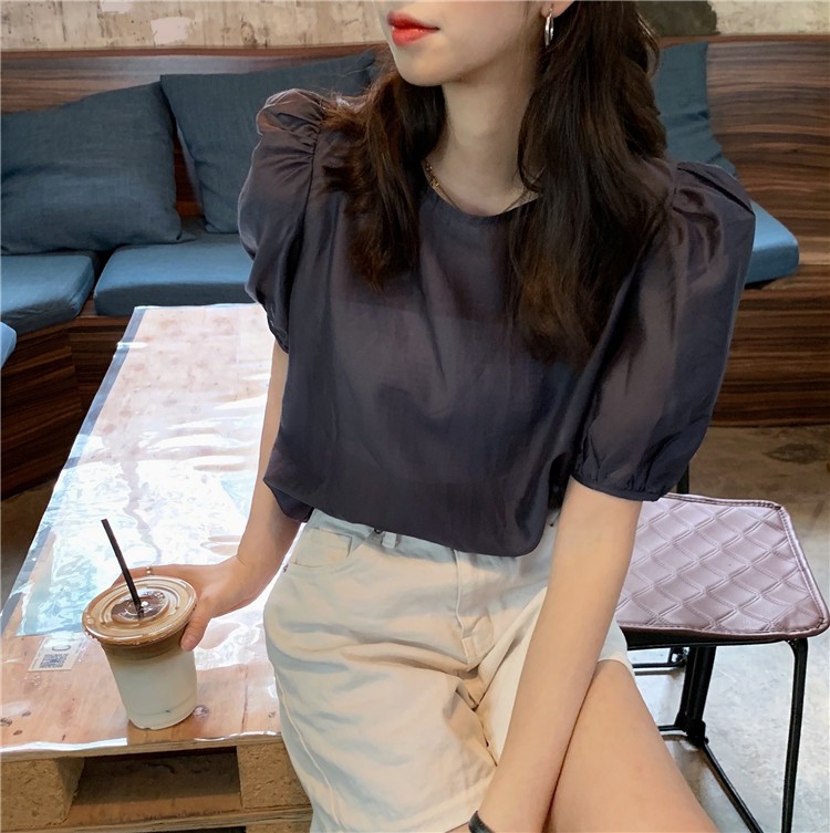 Áo tay ngắn thiết kế buộc dây phong cách Hàn Quốc thời trang cho nữ
