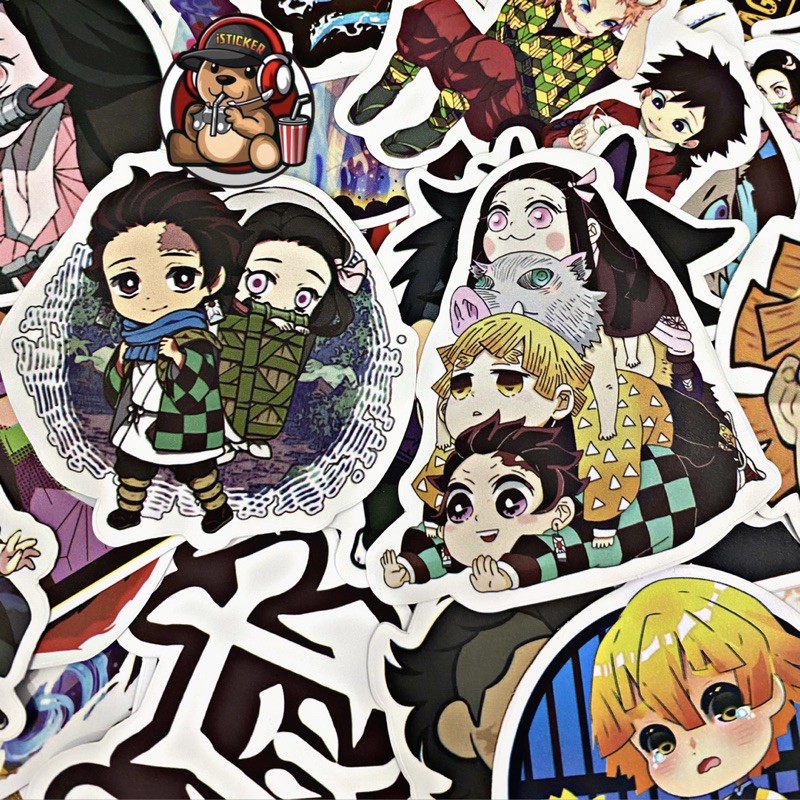 [50~100sticker] Sticker mẫu siêu Hot hình dán KIMETSU NO YAIBA không thấm nước dán mũ bảo hiểm, laptop, điện thoại ..