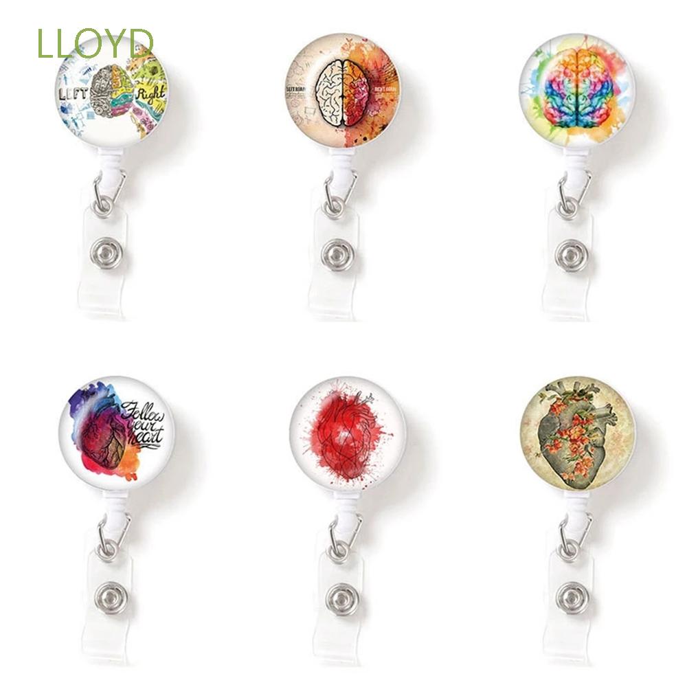 LLOYD Office Supplies Nurse Doctor Work Card Retractable Badge ID Badge Holder Badge Holder Clip Card Holder Clip ID Card Creative Pattern Name Tag Holder Business Card Key Chain