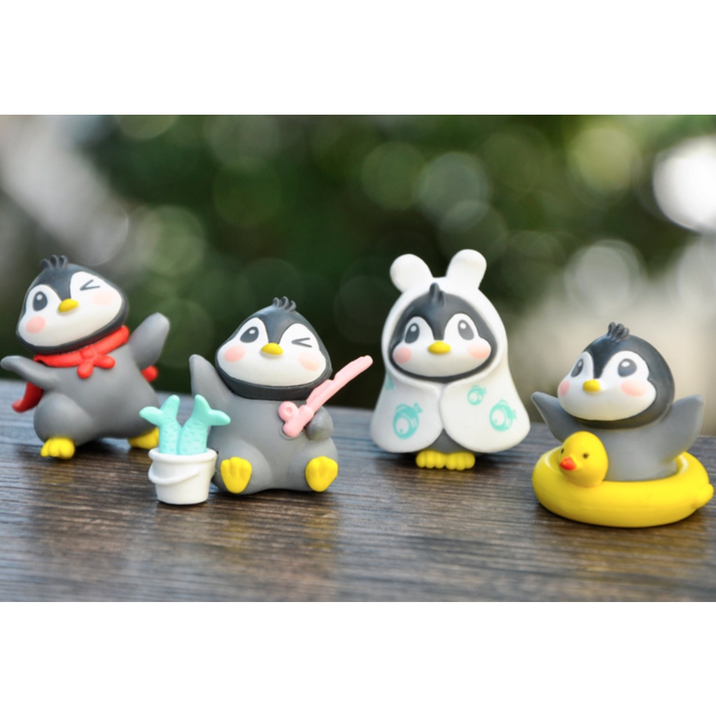 Set 6 mô hình chim cánh cụt Ráp tiểu cảnh biểu cảm đáng yêu dễ thương trang trí để bàn làm việc taplo ô tô quà tặng
