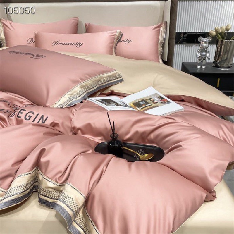 Sét ga phi lụa dreamcity IGUN BEDDING thêu 4 món đủ tiêu chí sang, mịn, mát