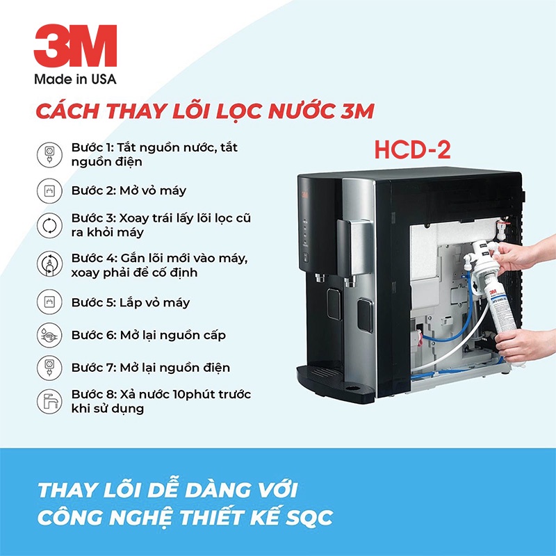 Máy Lọc Nước Nóng Lạnh Để Bàn 3M HCD-2 - Dung tích 8.2L, Hàng Chính Hãng