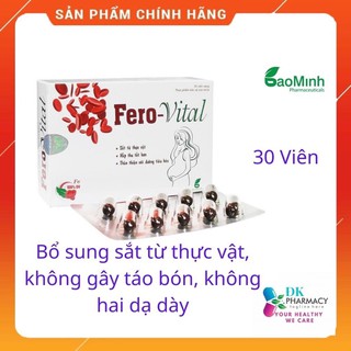 Sắt Thực Vật Fero-vital - Bổ sung sắt cho phụ nữ mang thai và người thiếu máu, không gây nóng và táo bón( hộp 30V)