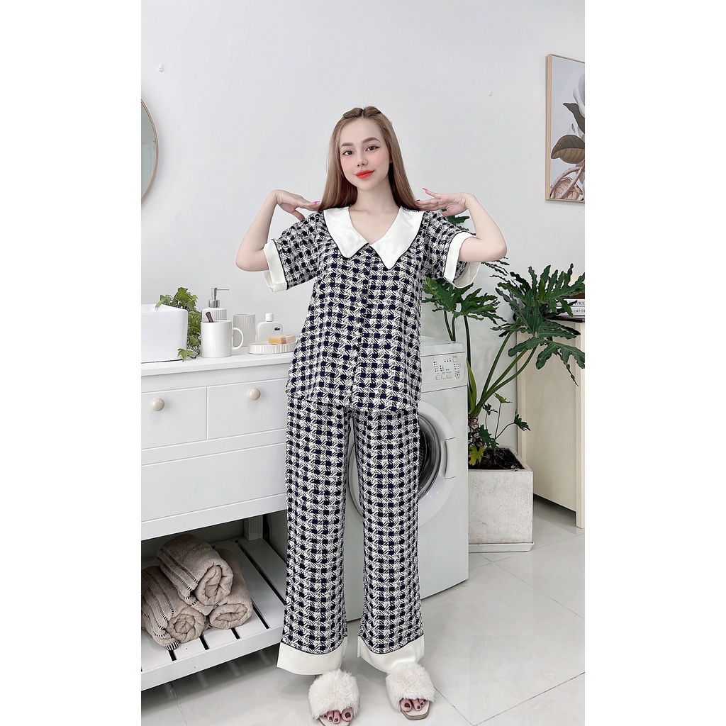 Bộ pijama dài tay ngắn lụa cao cấp