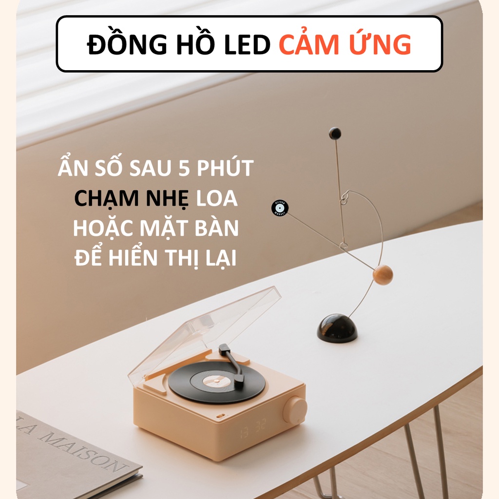 Loa Bluetooth Đồng Hồ OLIVER X11 Loa Bluetooth Mini Đĩa Than Xoay Trang Trí Bàn Làm Việc Đồ Decor Phòng Khách Phòng Ngủ