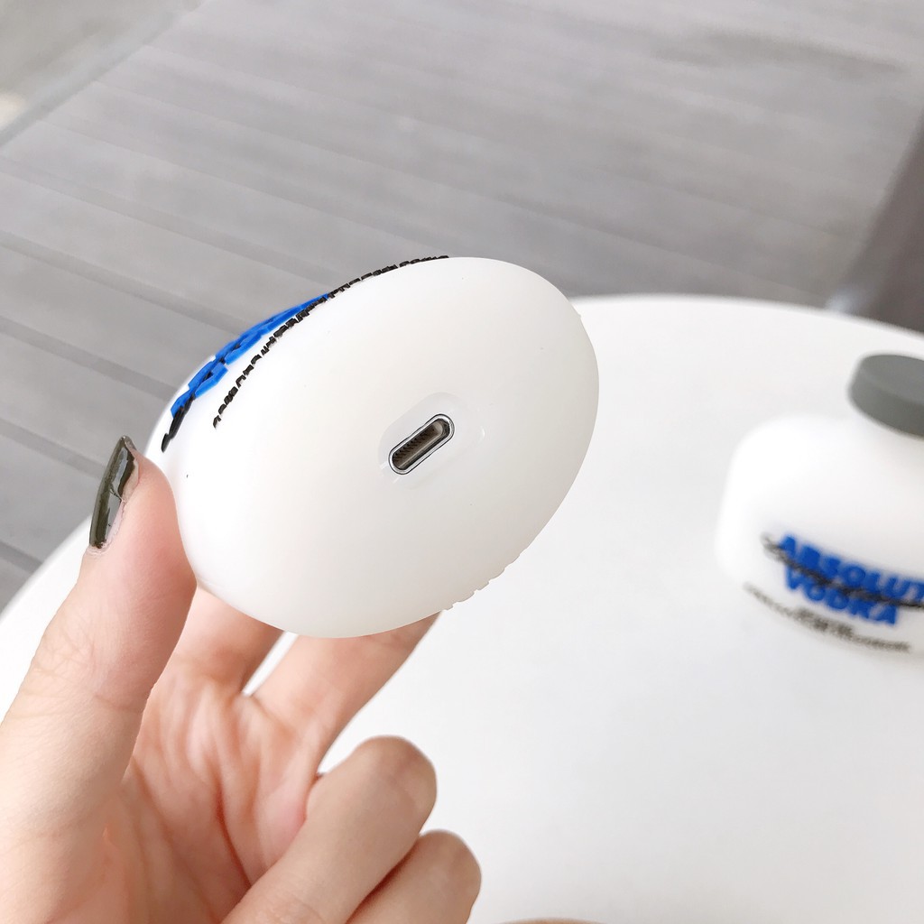 Vỏ bọc bảo vệ hộp sạc tai nghe không dây Bluetooth Airpods 1/2/Pro bằng silicon mềm hình chai vodka