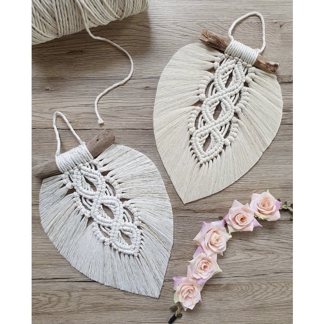 Macrame lá treo tường mini