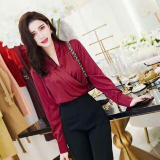 Áo sơmi lụa vạt chéo