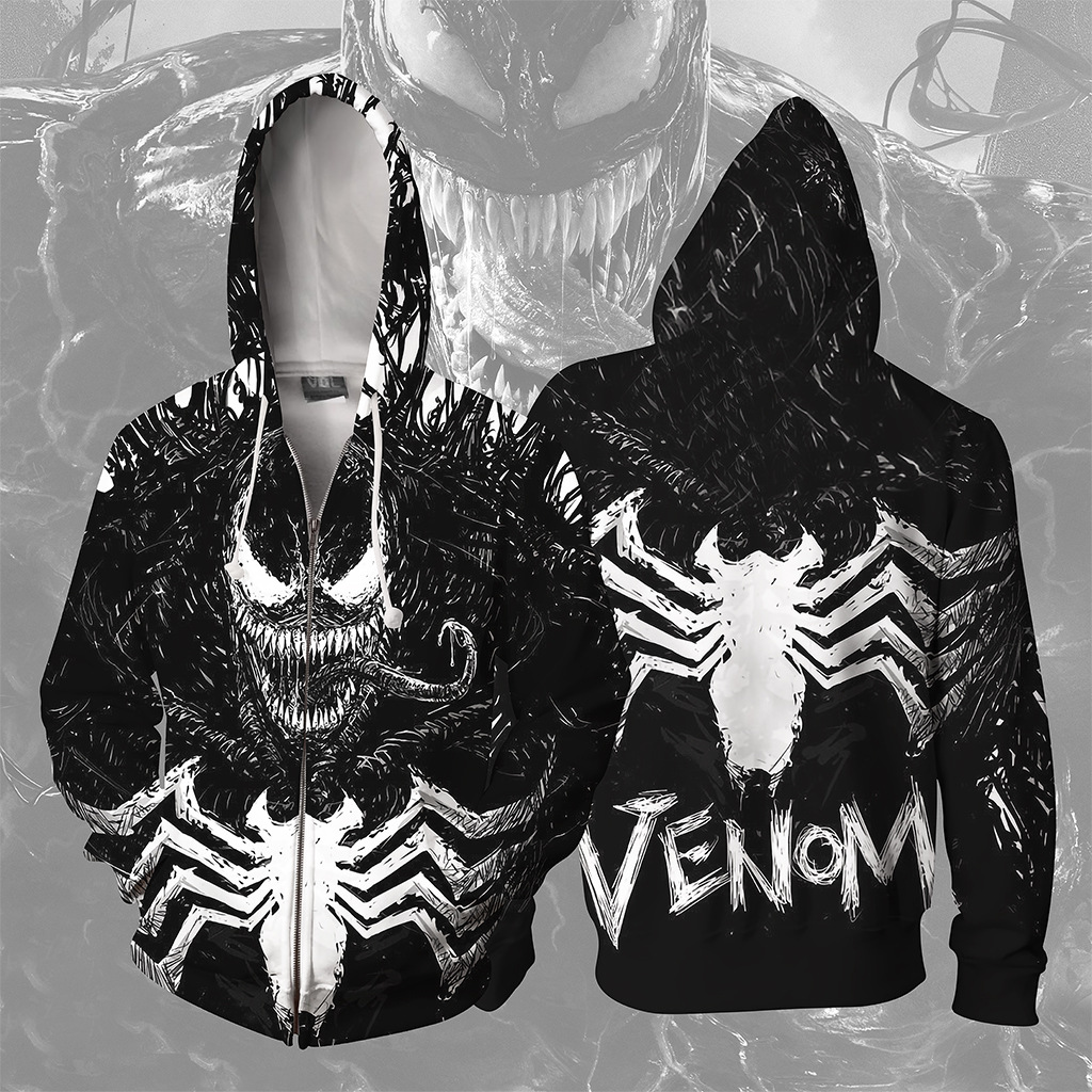 Áo hoodie khóa kéo hóa trang Người Nhện mới Spiderman Venom