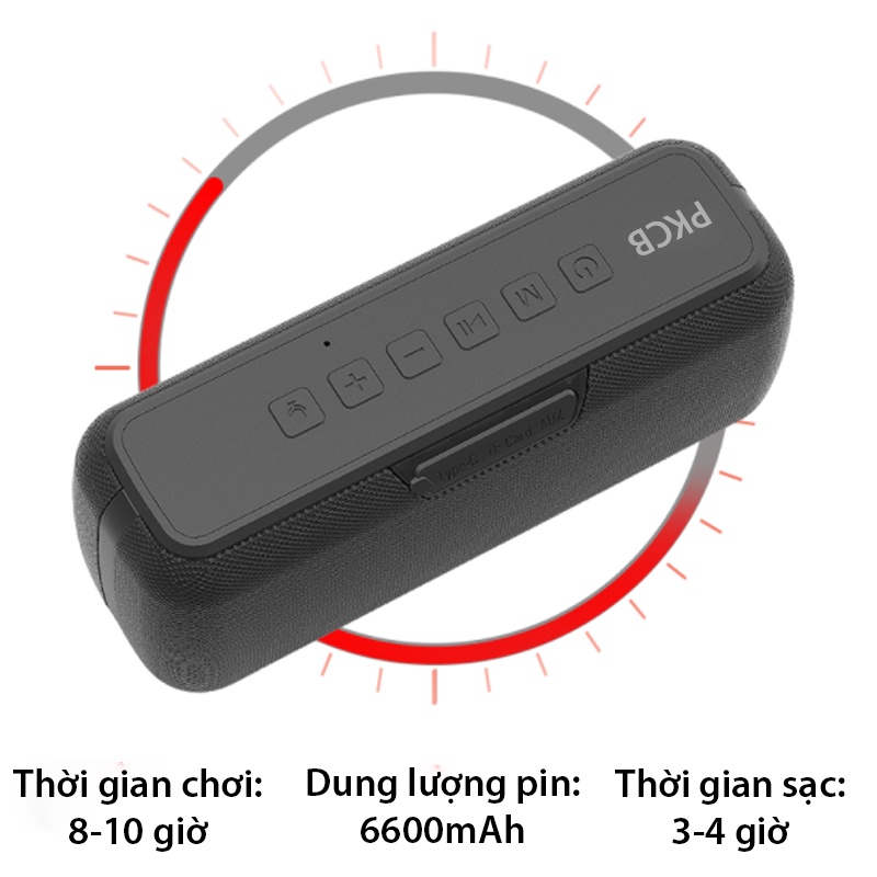 Loa Hát Nhạc Qua Bluetooth Hệ Thống Âm Thanh Vòm Công Nghệ Chống Thấm Nước IPX5, Thời Gian Nghe Nhạc Cả Ngày - Hàng Chín