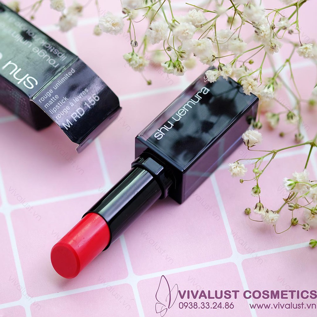 Son Shu 156 Đỏ Hồng, Vỏ Đen - SHU UEMURA Rouge Unlimited Amplified MATTE - M RD 156 - Dòng Lì