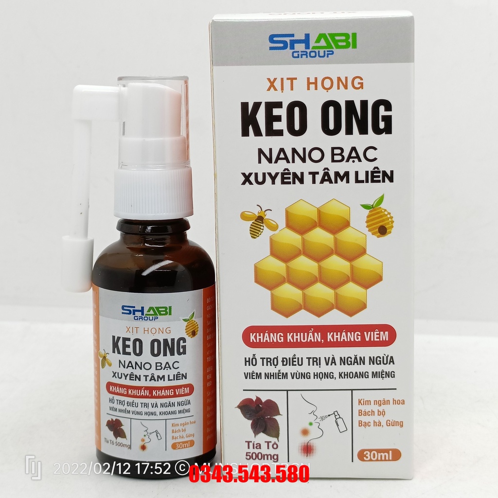Xịt họng keo ong NANO BẠC Xuyên Tâm Liên chai 30ml