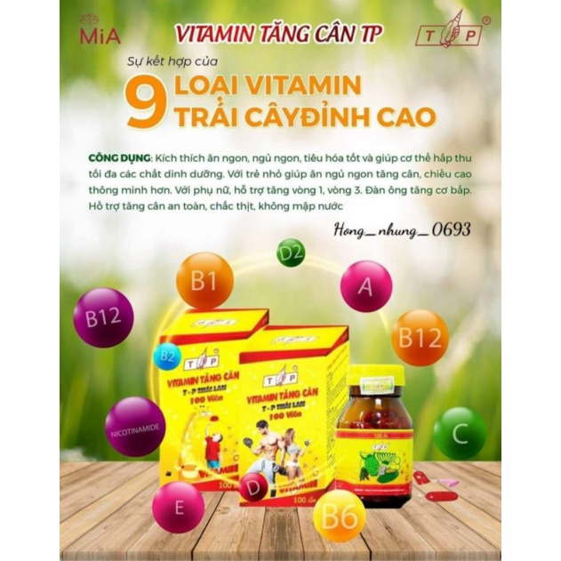 (Combo 2 hộp) - 9 Vitamin Tăng Cân TP Thái Lan ( Có check mã vạch sp chính hãng )