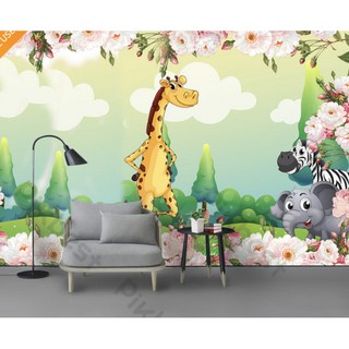 Tranh dán tường Tranh dán tường 3d hiện đại trang trí phòng ngủ cho bé, động vật hoang dã (tích hợp sẵn keo) MS1270241