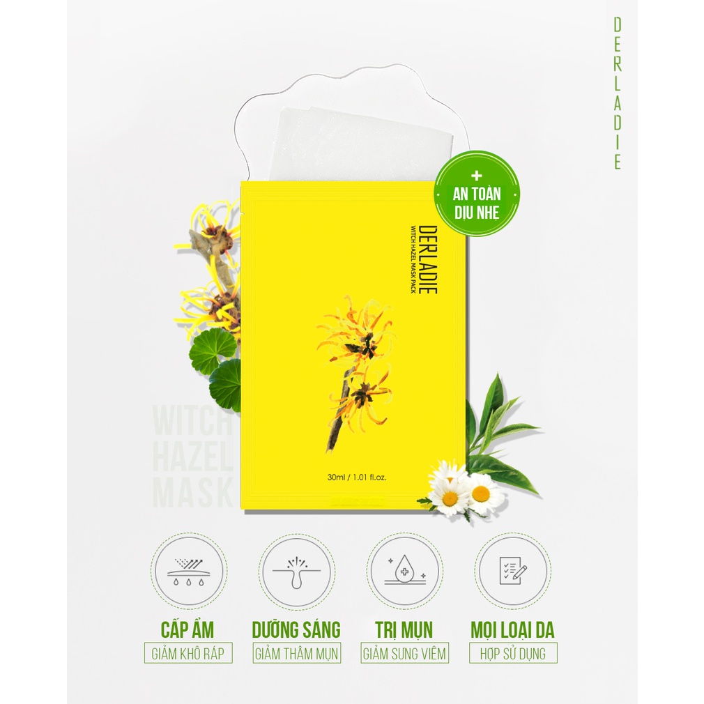 Mặt Nạ Giảm Mụn Dưỡng Sáng Derladie Witch Hazel Mask Pack 30ml