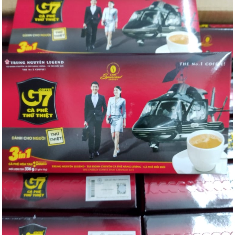 Cà phê G7 hòa tan 3in1 Trung Nguyên, hàng chính hãng có tem xác thực, hộp 21 gói x 16g/gói,  date T10/2023