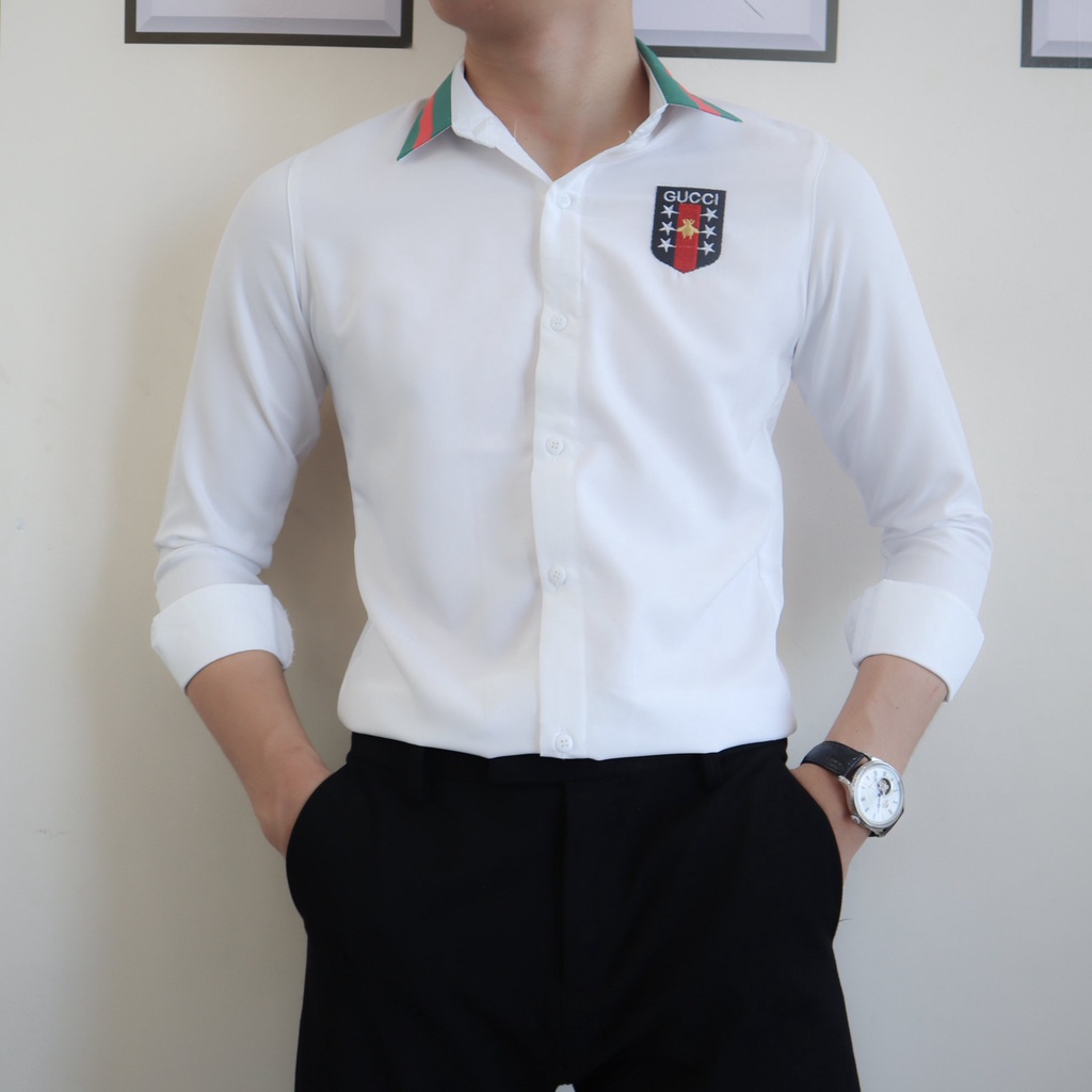 Áo Sơ Mi Họa Tiết Nam Dài Tay 🔵 𝐅𝐑𝐄𝐄 𝐒𝐇𝐈𝐏 🔵 Sơ Mi Nam Vải Lụa Co Giãn Hàng Quảng Châu Thời Trang Hpfashion - TMASMN010 | BigBuy360 - bigbuy360.vn