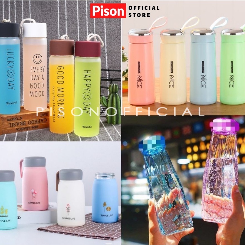 Bình nước thủy tinh học sinh full box Pison