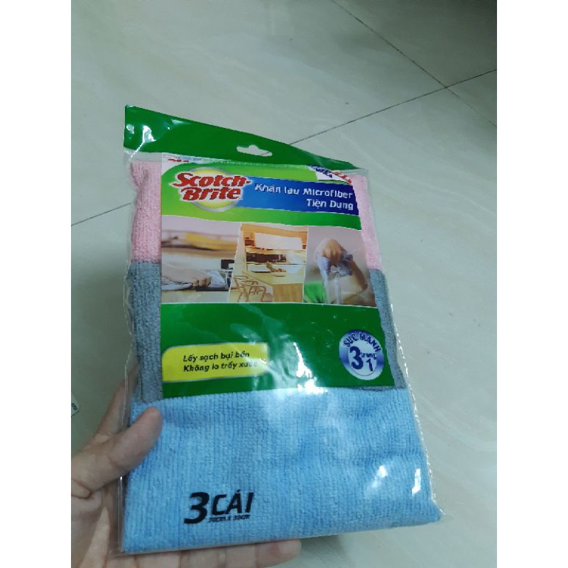 Khăn lau bếp Microfiber tiện dụng Scotch Brite 3M 30 x 30cm(Lốc 3 cái)