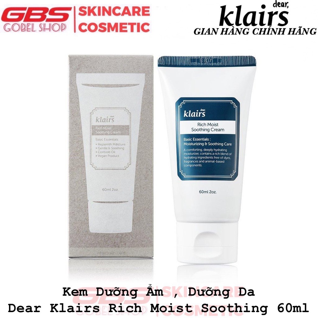 Kem Dưỡng Ẩm Dear Klairs Rich Moist Soothing Cream 60ml