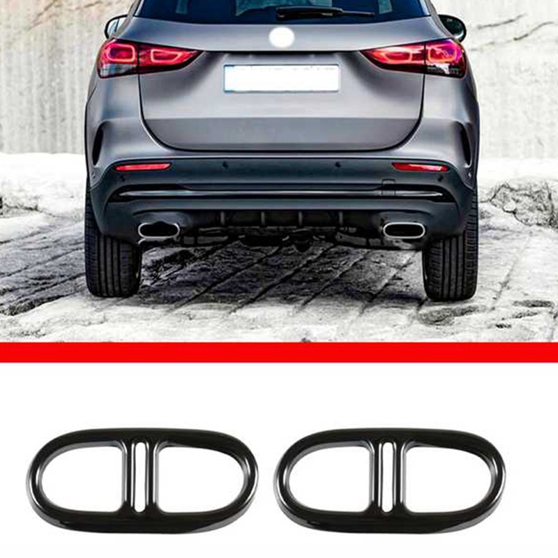 Set 2 Ốp Trang Trí Đuôi Ống Xả Xe Hơi Mercedes-Benz GLA / GLB 2020-2021 Bằng Thép Không Gỉ