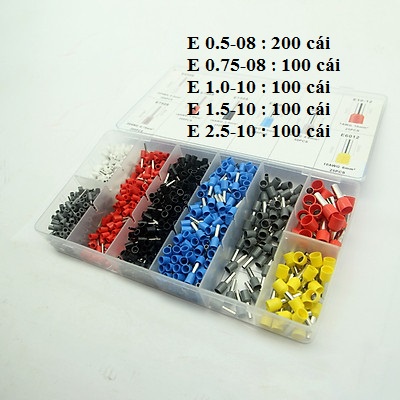 Combo 800 Đầu cos pin rỗng E nối dây điện