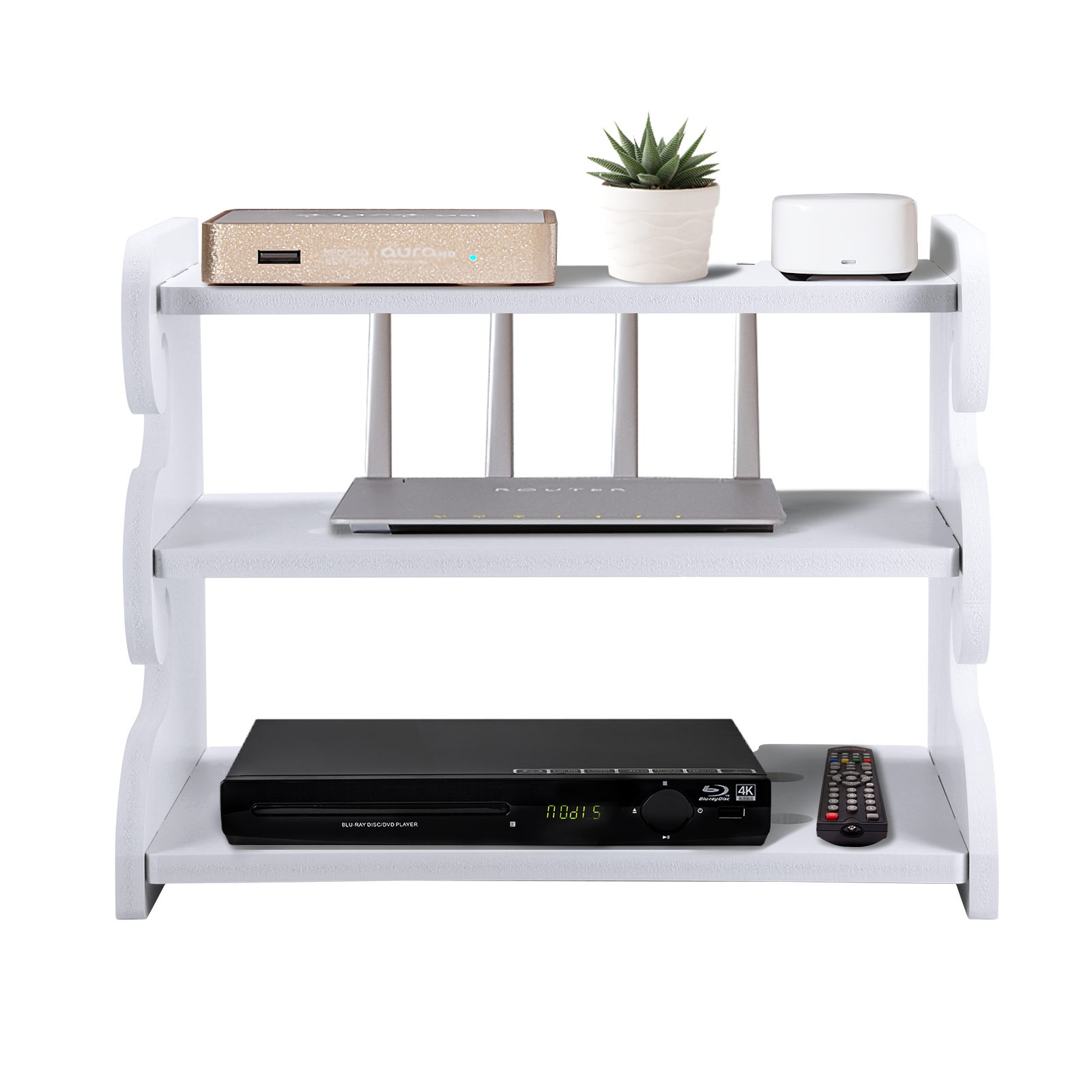 Set Top Box Rack Floating STB Shelf Router Rack Three Deck Wall Shelf For TV Components Router Media Console STB