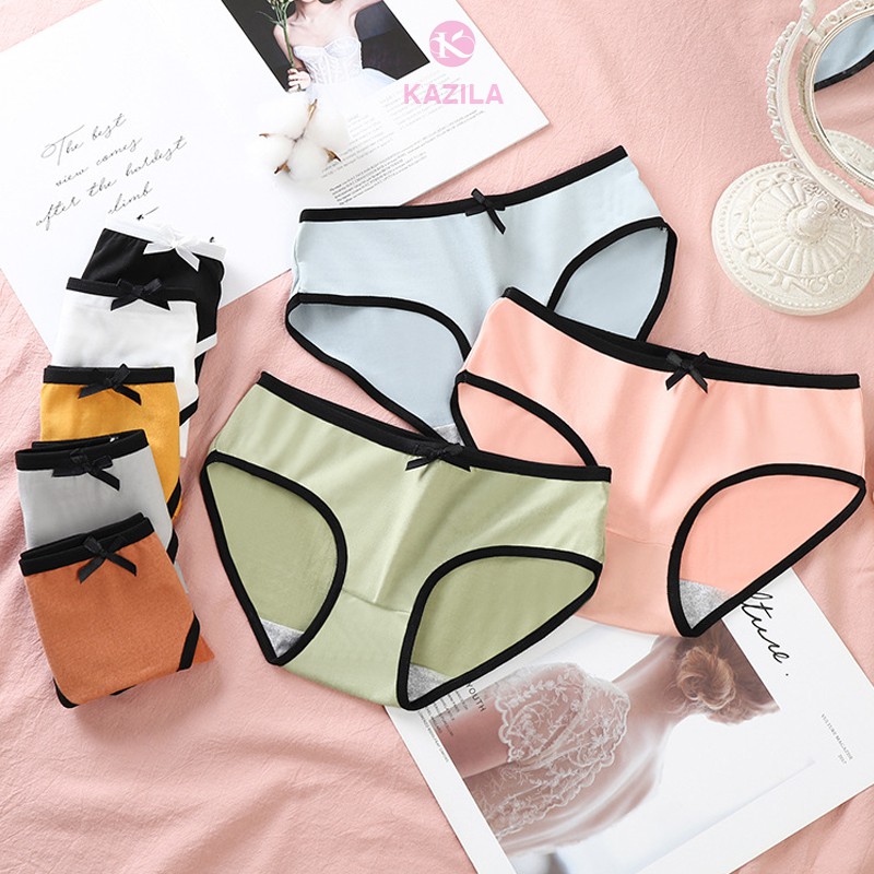 Quần lót nữ cotton cao cấp trơn viền đen, quần lót cotton kháng khuẩn co giãn 4 chiều thoáng khí Kazila QLH78 | BigBuy360 - bigbuy360.vn