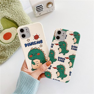 Ốp điện thoại silicon dẻo trong suốt in hình khủng long xanh cho iPhone 7 8 Plus X XR Xs Max 11 Pro Max 12