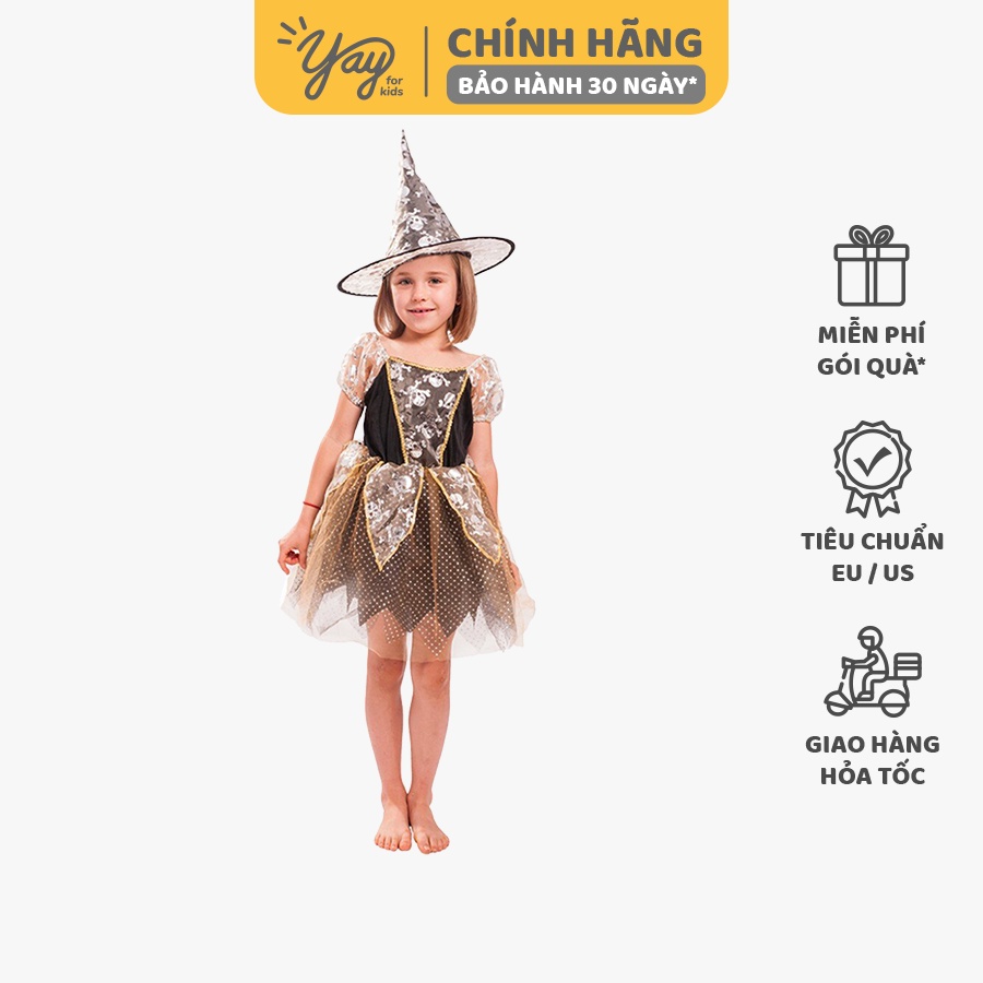 [CÓ HÌNH THẬT] Đồ hóa trang trẻ em - Váy Phù thủy đầu lâu ngắn | Skull Witch - Yay