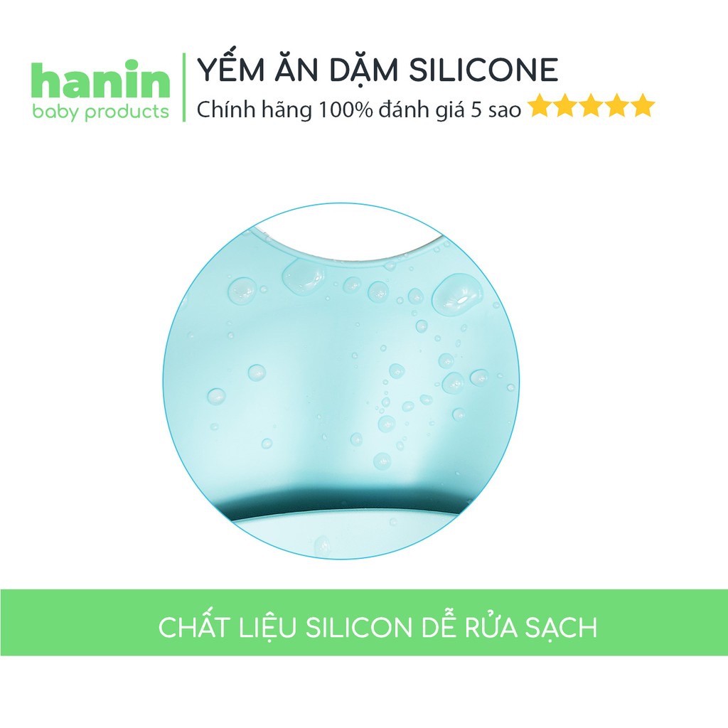 Yếm Ăn Dặm Silicon Hanin Baby Cao Cấp, Máng Yếm Rộng, Siêu Mềm, Dễ Dàng Vệ Sinh