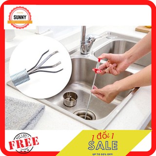 Free Ship. Dụng cụ thông tắc cống, gắp rác sử dụng nhiều lần. Que thông cống 60cm