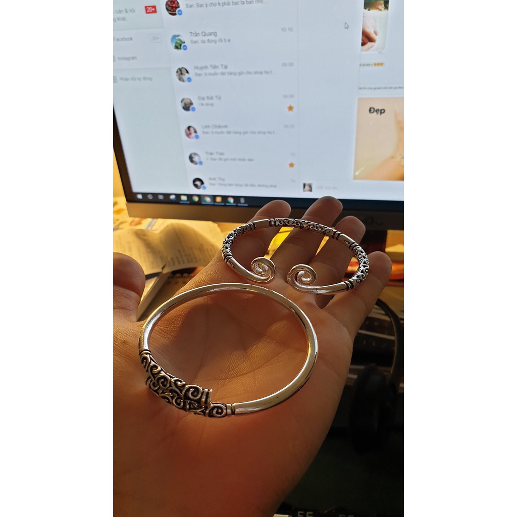 Vòng tay titan Kim Cô -Gậy Như Ý Thiết Bản vân vàng Mạ vàng Freesize