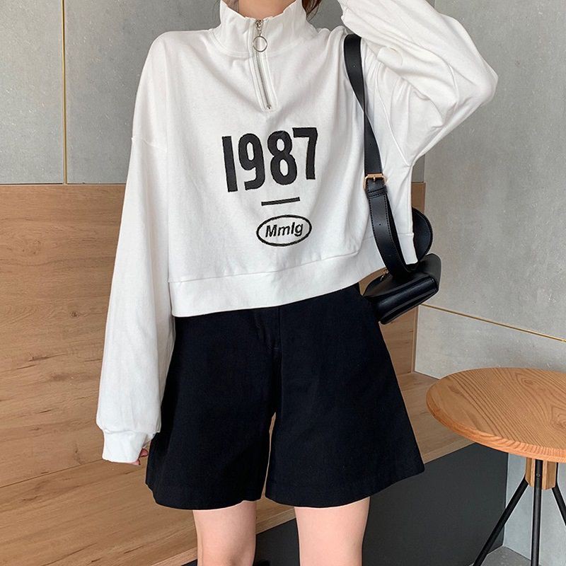 Áo thun cổ cao khoá kéo thời trang xuân thu