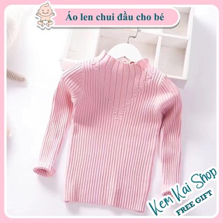 Áo len dài tay chui đầu họa tiết đơn giản cho bé gái