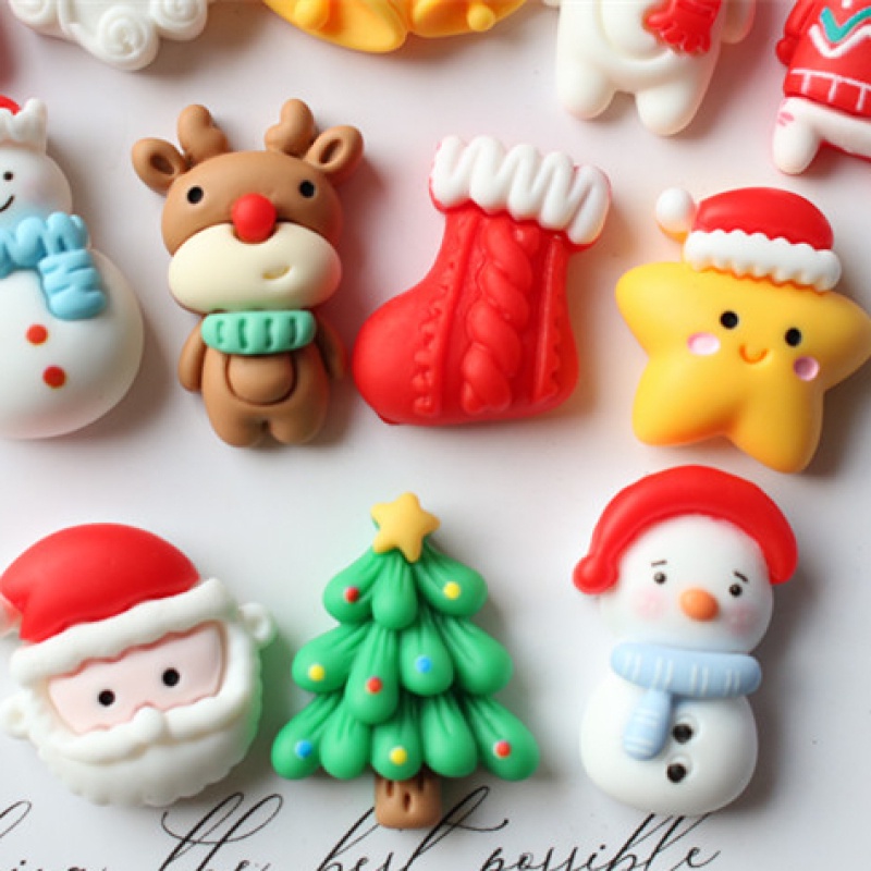 Bộ 10 Dây Buộc Tóc / Điện Thoại Hình Người Tuyết Bằng Nhựa Resin Diy