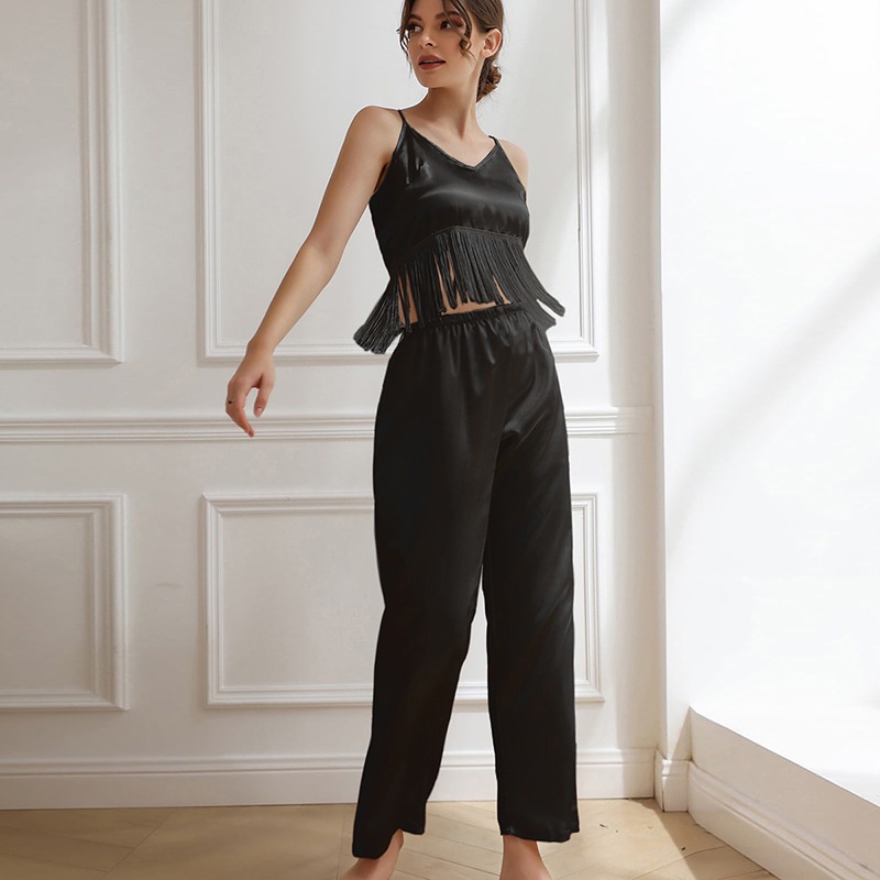 Bộ Đồ Ngủ Giả Lụa Hai Mảnh Thời Trang Dành Cho Nữ