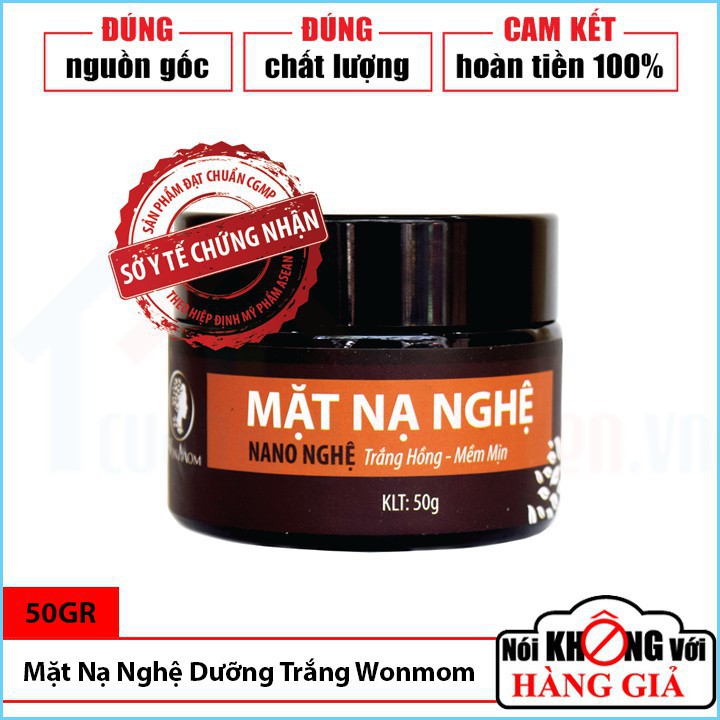 Mặt Nạ Nghệ Hữu Cơ Dưỡng Trắng Da 50Gr | Trắng Hồng | Mờ Thâm | Sáng Da | Dưỡng Ẩm - WonMom