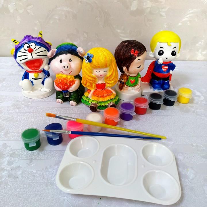 Bộ Tô Tượng Thạch Cao 10 Hình Tặng Kèm Khay Màu Và Bút Vẽ - Đồ chơi thông minh cho bé