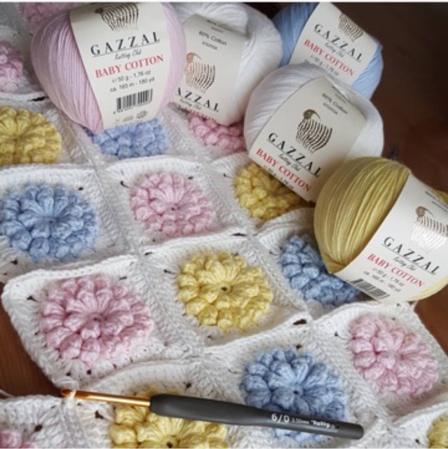 Len cotton đan móc thú bông, đồ cho bé Gazzal baby cotton nhiều màu sắc 50gr/cuộn (mã 3410-3425)