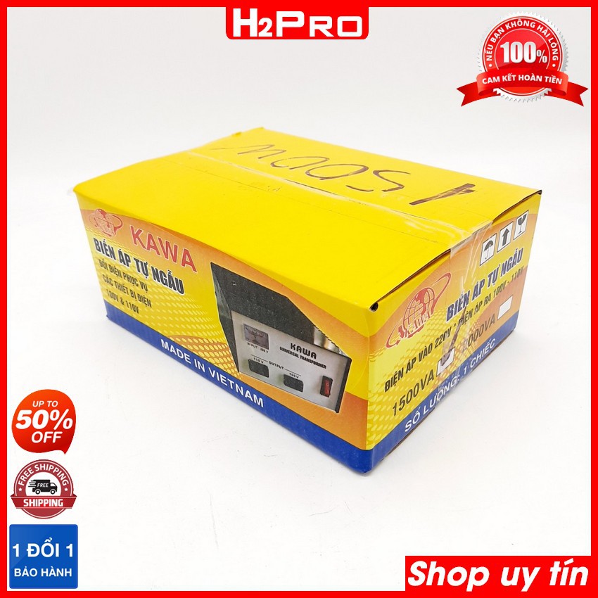 Biến áp tự ngẫu Kawa 1500W H2Pro, bộ đổi nguồn 220v sang 110v, 100V 1500w chính hãng