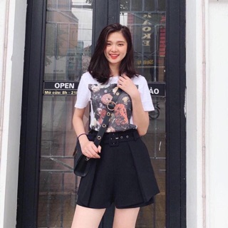 Quần giả váy đen kèm belt
