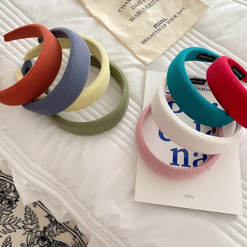 Băng đô mút xốp màu trơn thời trang retro Nhật Hàn tùy chọn